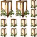 12Pcs Wooden Lanterns Wedding Centerpiece for Decorative, Rustic Candle Holder Decorative for Wedding Party, Flameless Candle Lantern for Valentine Wedding Table Decor