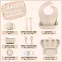 Silicone Baby Feeding Set 10 Pcs Baby Led Weaning Supplies Suction Bowl Divided Plate Baby Bibs Fruit Feeder Baby Spoons Forks Sippy Cup Toddler Utensil Sets Baby Essentials for Newborn Gift