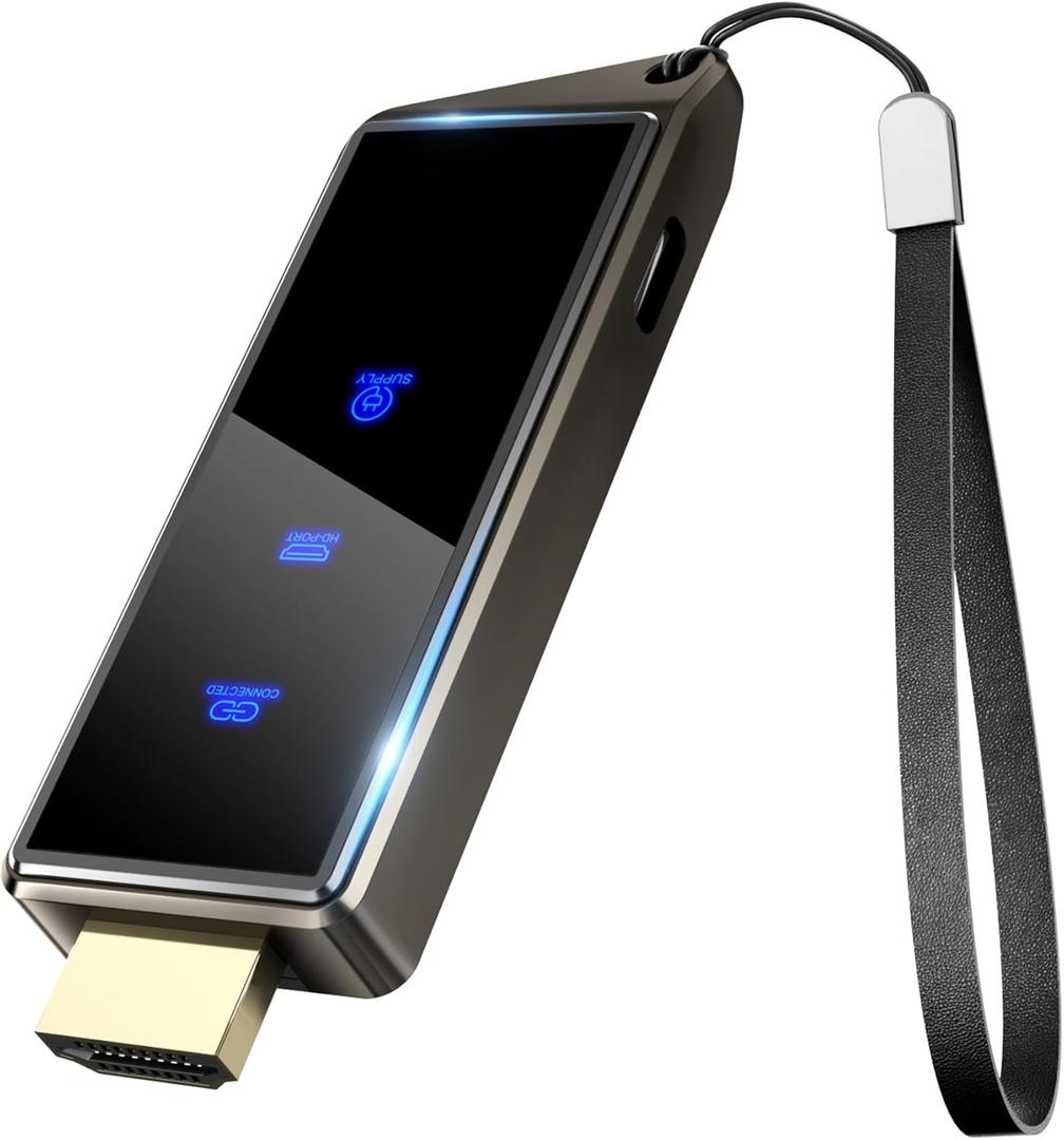 Wireless HDMI Display Dongle Adapter, Portable Transmitter, Streaming Media Video/Audio/File HDMI Wireless Extender from Smartphone,Laptop to HDTV/Monitor/Projector, Support Airplay DLNA Miracast (Gunmetal Case)