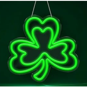 RumonZS 12.2 In St. Patrick's Day Shamrock LED Neon Sign Lights USB Powered Irish Shamrock Window Decorations Green Shamrock Lighted Decor for Man Cave Bar Pub Home Party Room Wall Decor Gift 