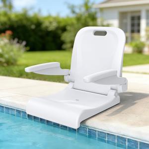 East Oak Pool Chairs for in Pool with Armrests, Foldable Outdoor Chair with Handle and Drainage Hole, Portable Pool Side Chairs for Camping, Tailgating, Fishing, Boats, Beach (White, 1 Pack)