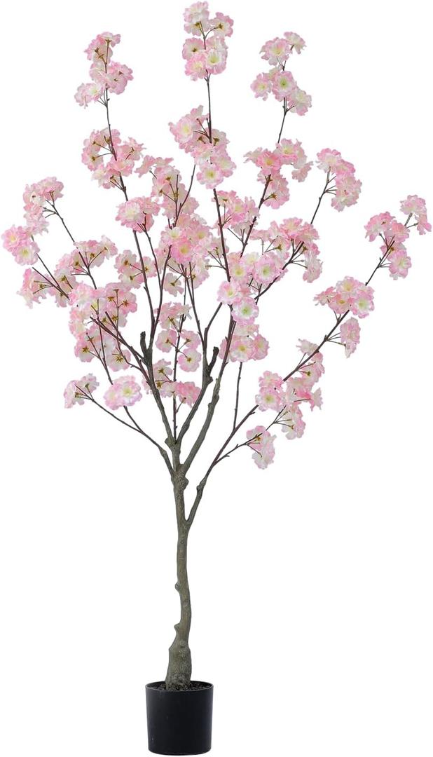 Tall Artificial Cherry Blossom Tree 7Ft(84'), Realistic Potted Silk Faux Cherry Blossom for Indoor Outdoor Home Office Living Room Bedroom Porch Floor Decor