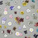 2 x 5D Embossed Flower Nail Stickers for Nail Art - Flower Nail Art Sticker Spring Floral Leaf Plant Nails Decals Self-Adhesive Nails Arts Supplies Manicure Summer Flowers Stickers for Nails Decoration (Style02)