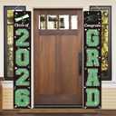 KMUYSL Graduation Decorations Class of 2026, Green & Black Congrats Grad Banner Hanging Flags Porch Sign, 2026 Graduation Decorations Party Supplies for Any School Indoor/Outdoor Decor