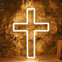 SYLHOME Cross Led Neon Light Sign Kids Bedroom Nursery Wall Sign Decor Christening Baby Shower Wedding Birthday Party Backdrop 11.8" X 8.66" USB
