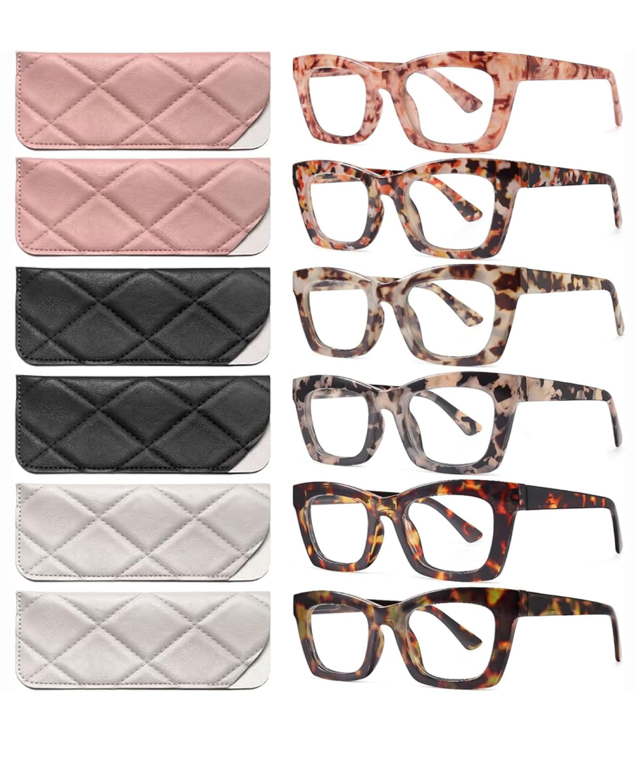 CCVOO Stylish Reading Glasses for Women, Eyeglasses, Blue Light Readers for Women, Computer Eye Glasses, Cheaters