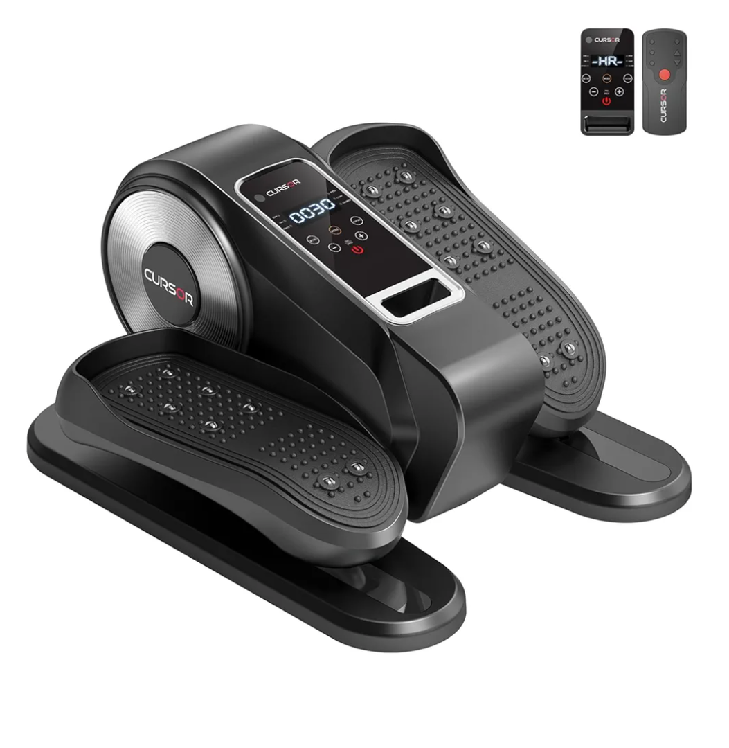 Under Desk Elliptical Machine, Electric Seated Pedal Exerciser, Mini Ellipse Leg Exerciser with Remoter, 12 Level Speeds, Forward & Reverse Direction, Manual & Auto Mode for Home Office