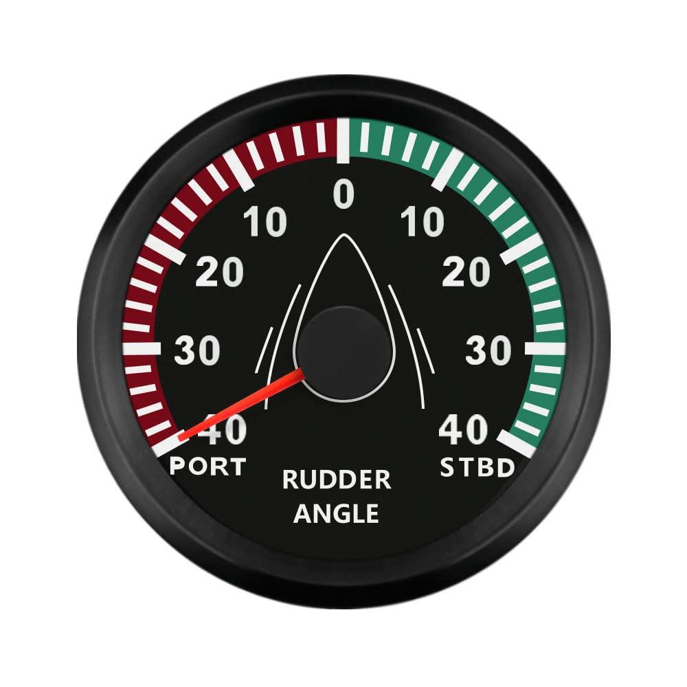 ELING Rudder Angle Gauge Indicator 0-190ohm with Backlight 85mm 12V/24V (Black+Black)