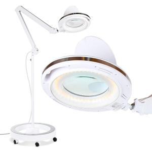 Brightech LightView Pro Magnifying Glass with Light and Stand, Magnifying Floor Lamp with a 6-Wheel Rolling Base for Facials, Lash Estheticians, Dimmable LED Work Light for Sewing, Crafts (3 Diopter (1.75x), White)