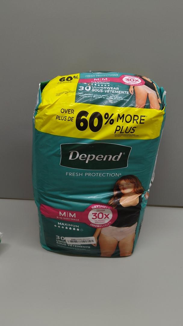 Depend Fresh Protection Adult Diapers, Incontinence & Postpartum Bladder Leak Underwear for Women, Disposable, Maximum, Medium, Blush, 30 Count, 