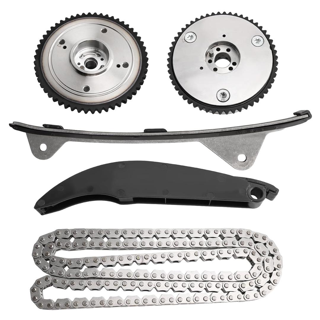 Engine Timing Chain KitCompatible with 2017-2020 Elantra & 2018-2021 Kona & 2019-2021 Velo-Ster & 2019-2022 Forte & 2017-2018 Forte5 2.0L L4 EngineReplace# 24350-2E700 24321-2E010 Set of 6