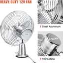 12V Fan RV|Truck Cooling Heavy Duty 8" Metal Car Fan Bus|Boat|Forklift|Car|Camper|Lawn|Mower|Tractor 2-Speed Silver