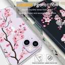 Compatible with iPhone 14 Case Flower for Women Girls Girly Cute Phone Protector Clear with Design Cool Protective,Sakura Pink Peach Cherry Blossom