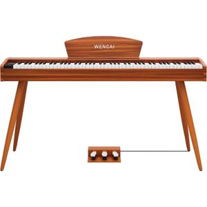 WENCAI 88 Key Fully Weighted Electric Piano Keyboard Hammer Action Full-size Digital Pianos for Beginner Professional Wooden Upright Piano with Sheet Music Stand Triple Pedal Supports USB-MIDI Orange