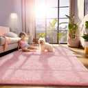 Ophanie Pink Area Rugs for Bedroom Girls, 6x9 Kids Fluffy Fuzzy Furry Shag Carpet, Plush Soft Cute Baby Shaggy Bedside Indoor Floor Rug for Teen Dorm Home Decor Aesthetic, Nursery