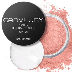 Mineral Powder Blush, SPF 35, Sunscreen Shimmer Loose Mineral Blush, Natural Face Glow Powder, Buildable Coverage for Healthy-looking Color (#07 Shine Rose BlushMakeup)