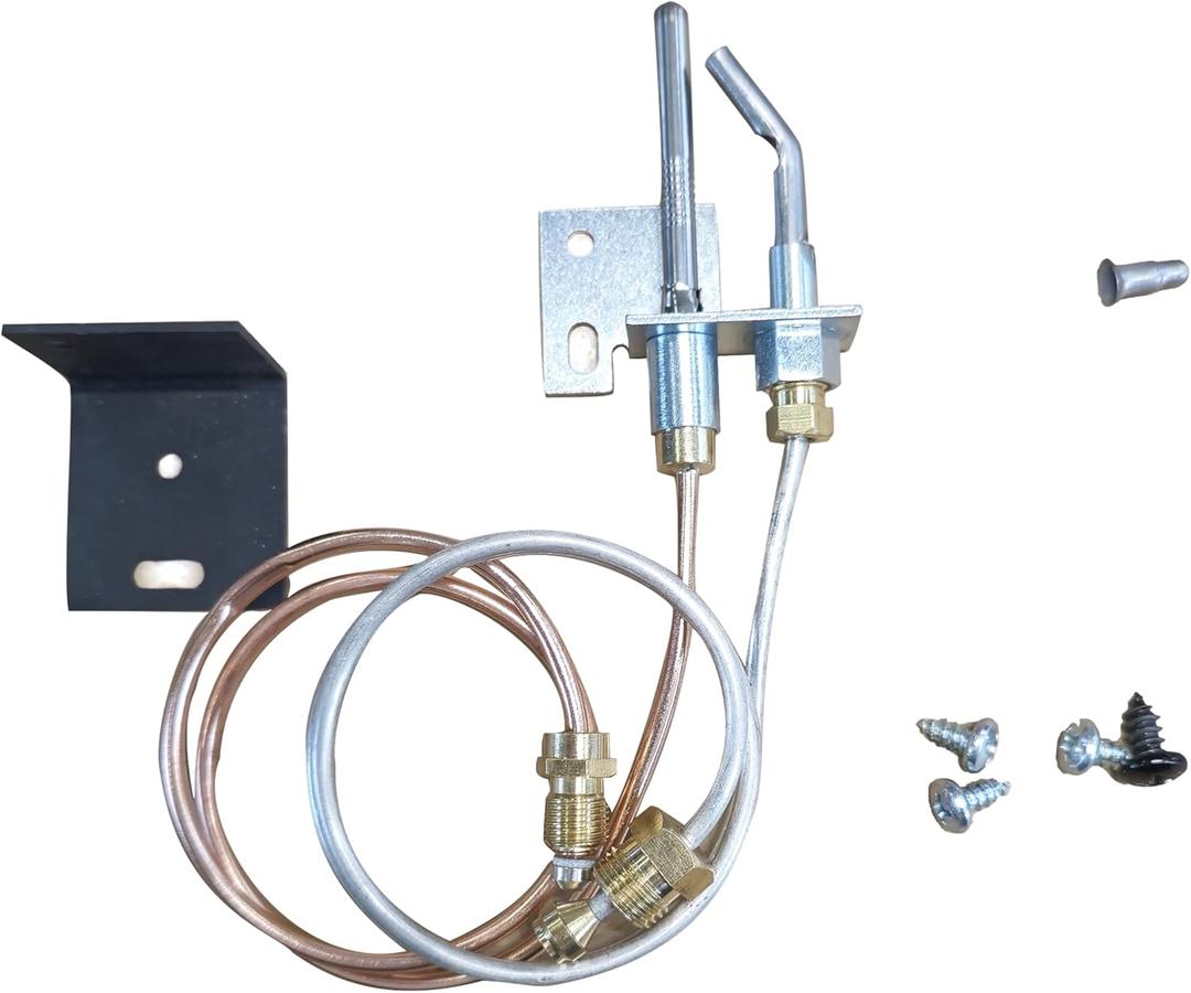 Manual Safety Pilot Control System for Gas Log Sets  Compatible with Natural Gas & Propane, Includes Heat Shield and Pilot Kit (Pilot)