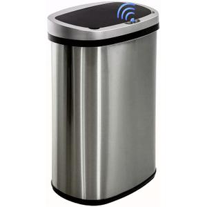 FDW Kitchen Trash can for Bathroom Bedroom Home Office Automatic Touch Free Garbage bin with lid Brushed Stainless Steel Rectangular 13 Gallon / 50L