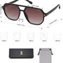 SOJOS Retro Trendy Aviator Polarized Sunglasses Men Women Vintage 70s Square Stylish Frame Sun Glasses SJ2283 (Black/Dark Brown Grading)