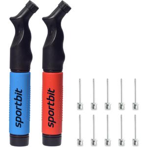 SPORTBIT Ball Pump for Sports Balls - Push & Pull Inflating System - Hand Pump for All Exercise Balls - Volleyball Pump, Basketball Inflator, Football & Soccer Ball Air Pump - Goes with 5 Needles Set
