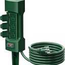 K KASONIC Outdoor Power Stake, Kasonic 6-Outlet 9 ft Extension Cord Power Strip, Double Sided with Weatherproof Safety Flip Covers, ETL Certified Multi-Outlets (Outdoor) (Green)