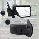 Right Passenger Side Door Mirror Compatible With 2021 2022 2023 2024 2025 2026 Ford F150 With Power Glass Manual Folding Heated Temperature Sensors Matte Black Replace#ML3Z17682UA(7 Pins)
