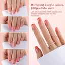 300Pcs Square French Tip Press on Nails, Pink Blue Extra Short Soft Gel Nail Tips, Pre-lasting Acrylic Fake Nails, No Need to File False Nail Tips Extension for Women Nails DIY in 15Sizes