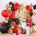 PartyWoo Red Black and Gold Balloon Arch Kit Garland 142pcs Different Sizes of 18 12 10 5 Inch Matte Black Red Metallic Gold Confetti Balloons for New Year's Eve Graduation Birthday Party Decorations