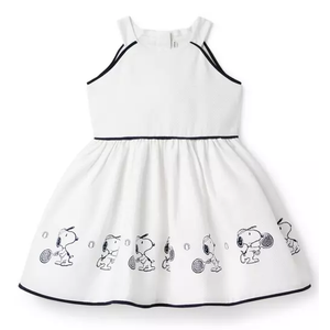 Janie and Jack Oxford Flag Embroidered Dress (White, 5)