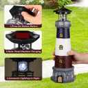 Yardwe Solar Garden Lighthouse Decor Waterproof Outdoor Solar-Powered Lighthouse Statue for Yard Lawn Patio Landscape Lighting