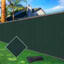 5ftx50ft Fence Privacy Screen Heavy Duty 170 GSM Windscreen & Dustproof Fabric Privacy Screen Covering Mesh Fencing for Outdoor Patio, Balcony, Pool Deck, Dark Green