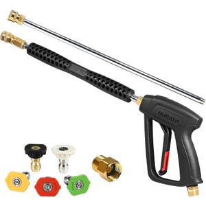YAMATIC Pressure Washer Gun and Wand with 5 Spray Nozzles, M22-14mm & M22-15mm Fitting Replacement for Ryobi, Karcher, Greenworks, Craftsman, Troy bilt Power Washers, 4000 PSI