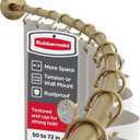 Rubbermaid Curved Shower Curtain Rod with Choice of No Drill Tension or Wall-Mount Installation, 50-72 Inches Stainless Steel Adjustable Shower Rod for Bathroom, Non-Slip, No Rust, Gold