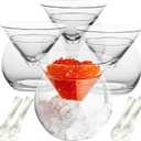 8 PCS Glass Caviar Serving Set with Shell Caviar Spoons Chiller Server with Ice Holder for Shrimp Ice Cream Martinis and Cocktails Dishwasher Safe Caviar Serving Dish