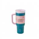 Owala Stainless Steel Triple Layer Insulated Travel Tumbler with Spill Resistant Lid, Straw, and Carry Handle, BPA Free, 40 oz, Dusty Pink