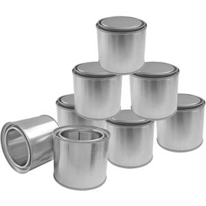 8 Pack Half Pint Paint Cans with Lids, 1/2 Empty Pint Paint Bucket, Leftover Paint Storage Containers， Tiny Unlined Paint Pails for Arts and Crafts/DIY Projects/Painting