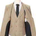 Mens Formal Tweed Wool 3 Piece Wedding Slim Fit Suit Prom Tuxedos Groomsmen (Gray, M)