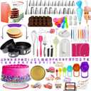 RFAQK 700PCs Cake Decorating Kit with Baking Supplies - Cake Turntable for Decorating with Baking Pans, Leveler, 24 Numbered Piping Tips, 2 Spatulas, Fondant Tools, Video Course, Pattern Chart & More