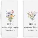 Floral Christian Kitchen Towels Set of 2, Proverbs 31 Woman Gifts, Bible Verse Decorative Dish Tea Towels for Kitchen, Religious Gifts for Women Hand Towels for Bathroom Decor, 16x24 Inch