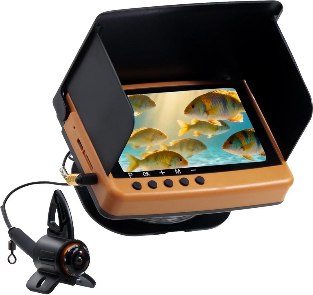Underwater Camera Fish Finder: 108oP HD Waterproof for Ice/Lake/Sea Fishing| Portable Depth Finders for Boats & Kayaks|Display for Murky Water Conditions (yellow)