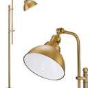 VONLUCE Floor Lamp for Living Room, 65" Industrial Brass Floor Lamp Adjustable Height & Head Vintage Metal Standing Reading Pole Lamp for Bedroom, Office, Farmhouse (Gold)