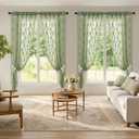 MIULEE Vintage Lace Curtains 72 Inches Long 2 Panels, Spring Victorian Floral Scalloped Semi Sheer Window Curtains Light Filtering Rod Pocket Panels for Bedroom Living Room, 52" W x 72" L, Sage Green