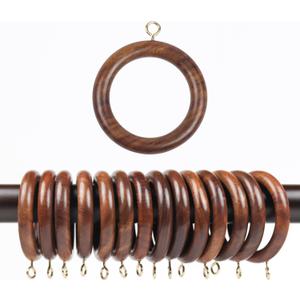24 Pieces 2.5 Inch Wooden Drapery Curtain Rod Rings for 1.5 inch Rod Pole, 1.75 INCH Inner Dia, Natural Rosewood (24, 1.75 INCH Inner Dia)