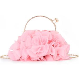 Women Floral Clutch Purses Satin Flower Evening Bag Party Prom Handbags