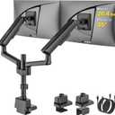 monTEK Dual Tall Monitor Arm with USB, Mechanical Spring Monitor Arm for 17-35" Screens, Adjustable Monitors Desk Mount Each Holds up to 24.2 lbs with C Clamp/Grommet, VESA 75/100mm
