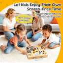 Wooden Busy Board with LED Light Montessori Baby Learning Toys for Toddlers , Sensory Activity Board, Travel Educational Toys, Boy & Girl Birthday Gift (Silver Handle)