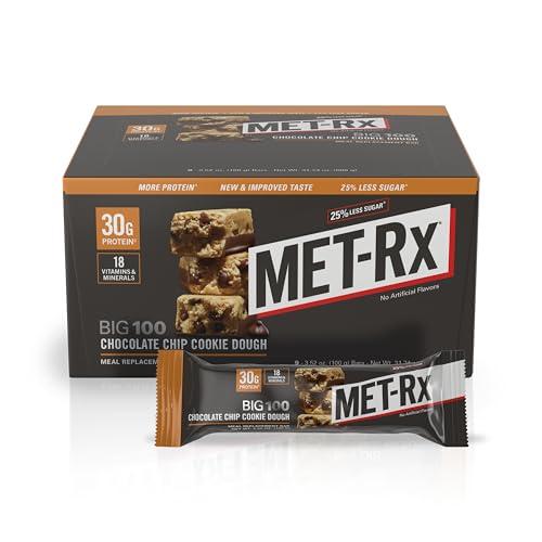 MET-Rx Big 100 Colossal Protein Bars, Chocolate Chip Cookie Dough Meal Replacement Bars, 9 Count (Pack of 1)BB: 06 Jan 2027