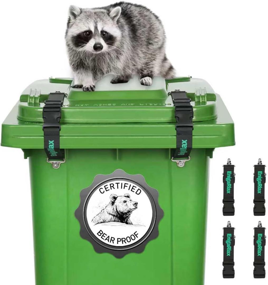 Trash Can Locks for Animals, Raccoon Bear Proof Trash Can Lock, Easy to Install, Long Lasting Strap Lid Garbage Can Lock for Out Door Garbage Can - 4PCS Trash Can Locks for Animals, Raccoon Bear Proof Trash Can Lock, Easy to Install, Long Lasting Strap Lid Garbage Can Lock for Out Door Garbage Can - 4PCS