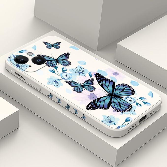 LEECG for iPhone 15 Pro Case Anti Scratch Soft Microfiber Lining, Soft Shockproof Slim Fit Floral for iPhone 15 Pro Phone Cover 6.1 inch-Aurora Butterfly