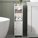 BEWISHOME Small Bathroom Cabinet, Narrow Storage Cabinet with Anti-Tip & Adjustable Shelves, Bathroom Organizers and Storage Cabinets for Small Spaces, 7.9" D x 7.9" W x 31.5" H, White YYG06W
